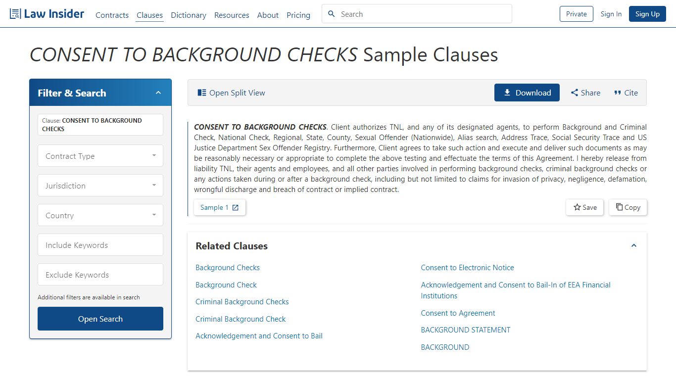 CONSENT TO BACKGROUND CHECKS Sample Clauses | Law Insider